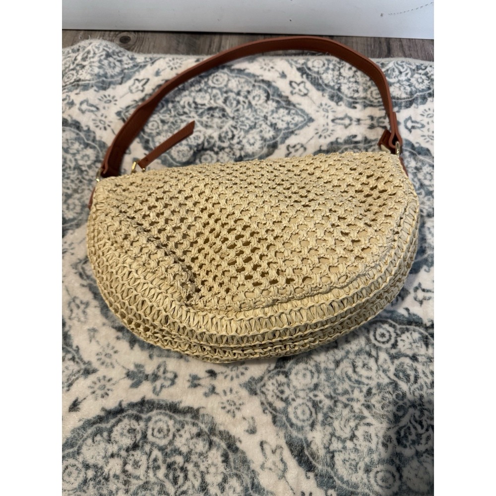 Universal Thread Raffia Shoulder Bag Beige Nwt